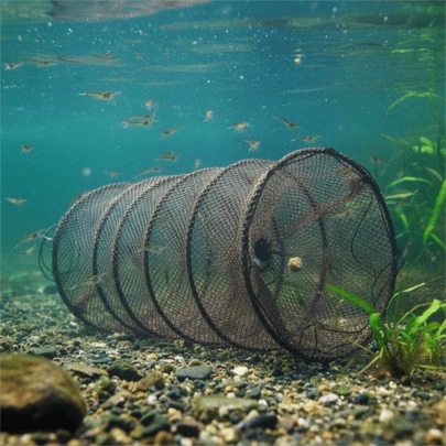 1 unidade de armadilha de pesca dobrável de 18 cm/7,09 pol., armadilha de mola portátil, equipamento de pesca, para atividades ao ar livre.
