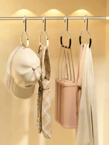 4pcs/1pc: Hat Rack, Tie Clip Rack, Belt Rack, Scarf Rack, Portable Dorm Closet Hooks - Multi-Functional Closet Storage Rack. Suitable For Home, School, Hotel And Travel Scenarios, It Is An Ideal Travel Hanging Rack That Can Be Used To Hang Hats, Ties, Belts, Scarves, Accessories And Other Items, Suitable For Dorm Rooms, Walk-In Closets And Organizing Luggage Before Travel. It Can Keep The Closet Tidy And Convenient For Daily Use. - View 8