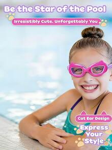 2副儿童游泳镜，防雾，防漏，视野宽广，无绑带设计，适合3-12岁儿童，男孩女孩均适用 - 彩色 - 查看 7