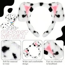1/2/3pcs Dalmatian Adult Costume Set, Includes Puppy Ear Headband, Dog Tail, Red Collar, Suitable For Students, Women, Halloween Accessories - Multicolor - View 11