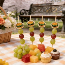 50/100/200/400pcs Premium Hamburger Shaped Skewers, Disposable Mini Bread Shaped Cake Pops With Hamburger Seed Pattern Design, Cocktail Picks, Fruit Picks, Burger Picks, Snack Picks, Suitable For Party, Wedding, BBQ, Picnic, Bakery - Food Decor - Multicolor - View 3