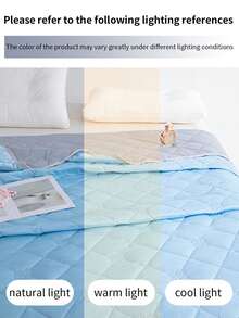 1条纯色凉毯，轻薄夏季凉被，菱形绗缝印花，凉感面料，加固包边，可机洗，便携，适用于卧室、沙发、办公室、户外等场所，为怕热人群及所有年龄段人群提供清凉舒适感，适合22-32℃高温及空调房环境。 - 涼感絲晴空藍 - 查看 8