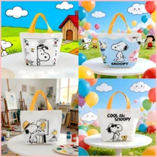 SNOOPY 1个可爱帆布手提袋，适合用作午餐袋、野餐袋、学生背包，也是生日和节日的完美礼物。 - 彩色 - 查看 1