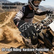 Motorcycle Protective Gloves, Full Finger Motorbike Racing Gear, Hard Shell Knuckle & Joint Protection, Anti-Slip Palm Compatible With Touchscreen, Breathable Outdoor Riding Equipment For Men, Anti-Slip Gloves. - Locomotive Length Finger - View 9