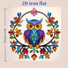 1pc Boho Style Owl Wall Decor - Multicolor Floral Pattern In Pink, Orange, Green, Blue, Purple - Lightweight Indoor/Outdoor Decoration For Living Room, Garden, Fence - No Electricity Needed, Flat Back For Easy Installation - Housewarming Gift, Home & Office Decor, Vibrant Art Piece, Durable Plastic, Perfect For Garden Enthusiasts, 2D Flat Design - Bohemian Style Owl Wall Decoration - View 6