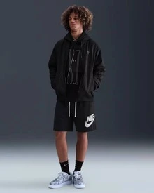 Nike Club品牌Logo純色繫帶田徑訓練休閒短褲 男款 黑色 - 黑色 - 查看 7