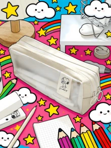 1pc Korean Style Snoopy Double-Layer Large Capacity Pencil Case, Cute Stationery Bag Suitable For Middle School Students, Classroom Rewards, Christmas & Birthday Gifts - Multicolor - View 6