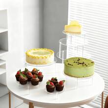 亚克力圆形蛋糕架，透明水晶甜点展示架，适合生日派对和婚礼 - 查看 6