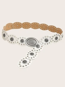 1 chiếc thắt lưng kim loại kiểu Bohemian màu nâu phối nhiều mảnh, phù hợp cho nữ, hoàn hảo để phối cùng váy, quần jeans, các lễ hội âm nhạc và trang phục thường ngày. - Thắt lưng chắp vá màu nâu - Xem 21