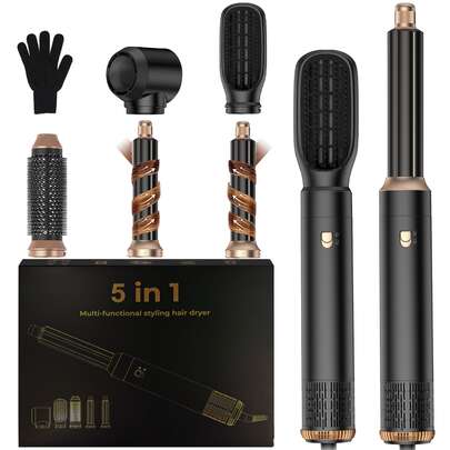 UKLISS Penggaya Rambut 5-Dalam-1 | 5 Kepala Boleh Tanggal & Boleh Tukar + Paparan Digital LED + 3 Tetapan Suhu Tepat | Penggayaan Automatik & Pelbagai Penggayaan (Keriting/Beralun/Lurus/Peningkatan Kelantangan) | Penggayaan Anti-Keriting & Bebas Statik Tahan Lama | Sesuai Untuk Semua Jenis Rambut (Halus/Kasar/Keriting/Lurus) | Hadiah Ideal Untuk Hari Valentine, Epifani, Karnival & Banyak Lagi | Sesuai Untuk Penggayaan Salon/Rumah/Luar, Kerja, Percutian, Parti, Perarakan Karnival