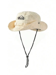 1 pieza Sombrero de cubo con bordado de letras de unicolor, sombrero de protección solar adecuado para senderismo al aire libre, camping y viajes - Multicolor - Ver 12
