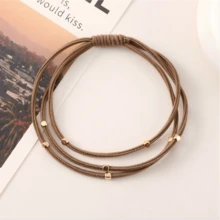 Bộ 5 dây buộc tóc không đường may đính hạt màu nâu - Nhiều màu - Xem 4