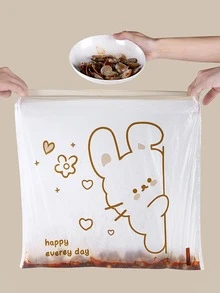 30/60/90 个装 - 厨房垃圾袋，可爱图案一次性垃圾袋，自封垃圾袋，家用抽绳垃圾袋，垃圾袋，多功能垃圾袋，适用于家庭、办公室、清洁用品、家用工具。 - 偷看兔垃圾袋 - 查看 5