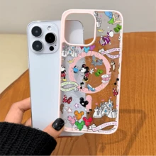 Disney.‌ What Disney World Mickey Mouse Patterned Phone Case Featuring Cheerful Characters And Colorful Balloons. Compatible With IPhone 17, 16, 15, 14, 13, 12, And 11 Pro Models.Built-In Magnetic Design,Available In Black, White, And Pink, With Shockproof Protection. A Perfect Gift For Family, Friends, Birthdays, Holidays, And Special Occasions. - Pink - View 3