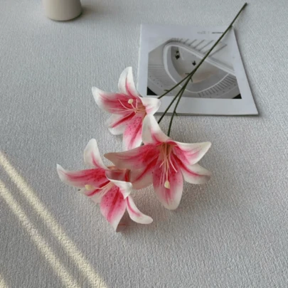 Bộ 3/5/10 bông hoa ly giả trang trí, dùng để trang trí bàn phòng khách, bó hoa, bình hoa, hoa cầm tay, trang trí đám cưới và đạo cụ chụp ảnh.