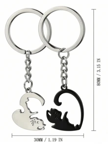 Cute Cartoon Cat Couple Keychain, Sweet Cat Pendant, Adorable Animal Plush Bag Charm, Fashionable Multifunctional Car Key Chain, Bag Accessory, Ideal Gift For Boyfriend And Girlfriend, Daily Small Decoration - One Size - View 6