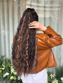 WaveTrip Ss Style Inspo 女士度假穿搭夏季穿搭 24 英寸渐变波浪爪形马尾夹式耐热合成假发，适合女性、女孩、派对和日常使用 - 挑染棕色 - 查看 4