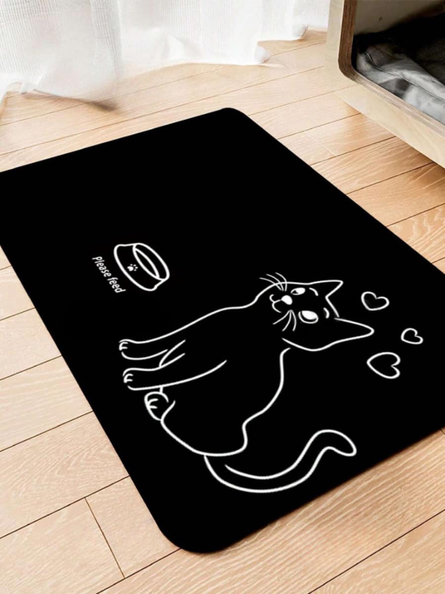 1pc Cat Placemat, PU Leather Pet Feeding Mat, Absorbent Dog Mat For Food And Water Bowls, Stain-Free Quick Clean Dog Water Fountain Mat, Non-Slip Indoor Pet Dog Placement Mat