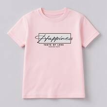 Camiseta Infantil e Juvenil 100% Algodão Premium Criança Personalizada Unissex Blusa Camisa Estampada Happines taste - Rosa Bebê - Visão 2