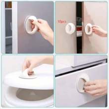 5 piezas Manijas de plástico para armario, Perillas multifuncionales con adhesivo fuerte para puertas, ventanas, gabinetes, cajones, asiento de inodoro, herramientas para el hogar - A - Ver 10