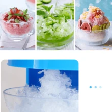 1台手动刨冰机，水果冰沙粉碎机，迷你家用刨冰机，小型碎冰机 - 藍白色 - 查看 5