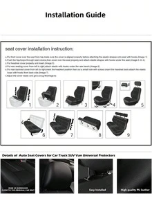 Universal PU Leather Car Seat Covers - Full Coverage, Breathable & Waterproof, Elastic Sides, 4pcs Set (2 Seats) Or 9pcs Set (5 Seats) Full Set, Airbag Compatible, Water-Resistant & Easy To Clean, Seat Protector Fits Most Cars, SUVs, MPVs, Interior Protection - Type a - View 10
