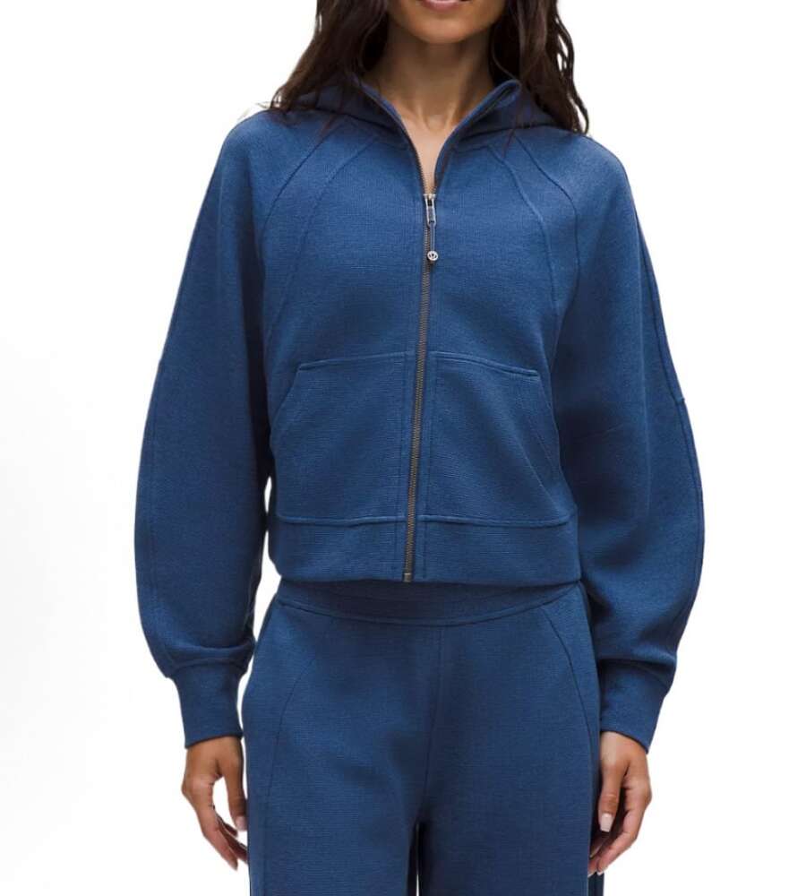 Lululemon SoftAura Full Zip Sweatshirt For Women - Workout Casual Zipper Funnel Neck Sweat Shirts Jackets With Pockets - 藏蓝色 - 查看 1