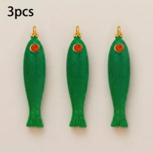 3件套夏季绿色鱼形吊坠，海洋清新风格，14k金，铜材质，适合日常佩戴、旅行和聚会，可赠送给妻子、母亲、女朋友，女士珠宝，女士吊坠项链，镀金珠宝。 - 綠色 - 查看 7