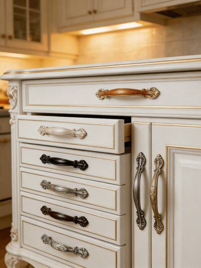 Vintage Ornate Cabinet Pulls, Antique Style Drawer Handles, Multiple Colors Available, For Kitchen & Furniture Decor