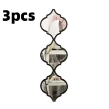 Bộ 3/6 gương trang trí bằng acrylic đen cổ điển, thích hợp cho phòng tắm, phòng khách và các không gian trang trí nhà cửa khác, gương treo tường khung nhựa cho hành lang và nhiều nơi khác. - A - Xem 14