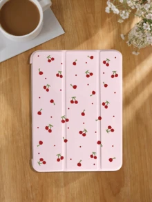 Ốp bảo vệ máy tính bảng họa tiết quả anh đào, tương thích với iPad 7/8/9/10th/ Pro 12.9 /Pro 11 /11th (A16) 2025, Galaxy Tab S6 Lite / Galaxy Tab A11+ 2025, cung cấp khả năng chống sốc mềm mại, hỗ trợ chức năng giá đỡ thông minh/tự động bật/tắt màn hình. - Hồng - Xem 3