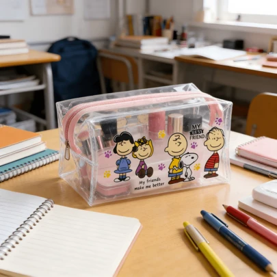SNOOPY 1个透明笔袋兼化妆包，多功能旅行收纳袋，可装文具、化妆品和野餐用品，是理想的返校季和生日礼物，送给朋友再合适不过了。