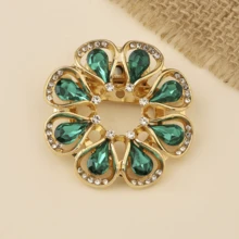 New High-End Women's Multi-Functional Silk Scarf Clip, Breast Pin, Anti-Light Buckle, Coat Pin, Fixed Clothes Accessories - Flowers Bloom In the Green - View 4