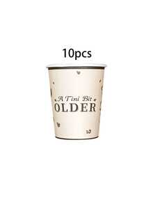 10件/20件/50件/80件 Espresso Martini 主題派對餐具套裝，A Tini Bit Older 主題 7/9英吋紙盤、紙巾、紙杯，復古奶油色波浪邊，咖啡豆與馬丁尼酒杯圖案，適用生日、雞尾酒、單身派對 - 多色 - 查看 7