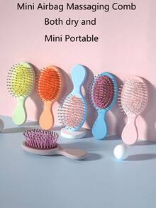 Cepillo de pelo con lazo, estampado de leopardo rosa, cepillo de pelo con cereza, cepillo de pelo mini de aire con masaje de dibujos animados, juego de herramientas de peinado para el hogar - peine con estampado de lazo - Ver 7