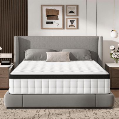 Lalulu colchon Matrimonial Híbrido 135*190*27cm – Nueva Edición 3 Lados Reforzados | Espuma Viscoelástica con Gel + Resortes Ensacados | Soporte Ergonómico 6 Zonas | Superficie Premium Transpirable y Antihumedad | Antibacterial y Antiácaros | Certificado OEKO-TEX® | Ideal para Clima Mexicano | Muebles para Cuarto, Colchon de Espuma y Resortes | Color: Blanco | 10 Años Garantía | En Caja