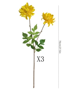 1/3/6 Peças Flores Artificiais de Gerbera, Flores Falsas de 70cm para Parede, Sala de Estar, Quarto, Casamento, Decoração de Festa, Encher Mesa, Casa, Decoração de Mesa, Cozinha, Casamento, Mesa Central, Escritório, Jardim, Exterior, Decoração de Casa e Quintal, Adequado para Primavera, Verão, Outono, Inverno - Amarelo - Visão 10