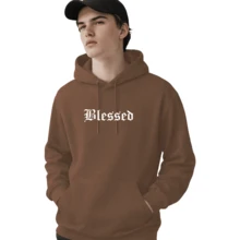 Men's Fleece Hoodie, Street Style,  Print, Statue Writing, Streetwear, Long Sleeve Hooded Sweatshirt, Unisex Jacket With Pocket. - 鏽棕色 - 查看 6