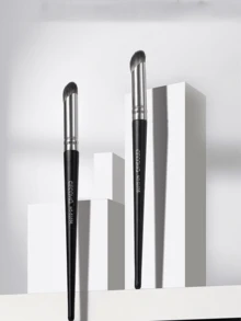 Black Handle Concealer Brush, Glossy Handle Makeup Brush, Shedding-Free And Stain-Free, Multi-Functional Detail And Contouring Brush, Fingertip, Shaping Concealer Brush Designed Specifically For Covering Eye Bags, Can Also Be Used As Lip Brush Or Foundation Brush, Makeup Tool - Multicolor - View 8
