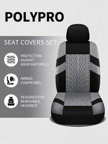 Universal Car Seat Covers - 4pcs Or 9pcs Set - Made Of High-Quality Polyester Fabric With Textured Pattern, Anti-Slip, Machine Washable, Fit For Sedan, SUV, 5-Seat Cars, Stain-Resistant And Durable, Multi-Color Options, All-Season Car Interior Protection Accessories - Type a - View 6