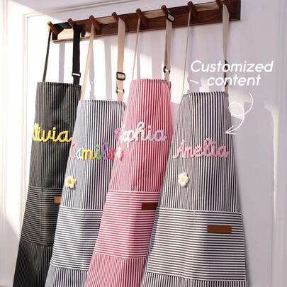 Personalisierte Schürze mit Tasche, individuell anpassbarer Name, Backschürze für die Küche, handgefertigt für Zuhause, Muttertagsgeschenk, personalisierte Namensschürze, Muttertagsschürze, Muttertagsgeschenk, personalisierte Buchstabenapplikation Schürze, Kochschürze, Sous Chef Schürze, personalisierte Kochschürze