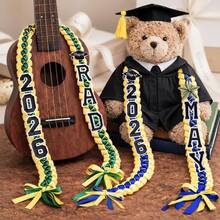Custom Graduation Lei With Grad Cap, Handcrafted Satin Garland, Graduation Gifts, Graduate Keepsake, Braided Lei, Ribbon Lei - Multicolor - View 12