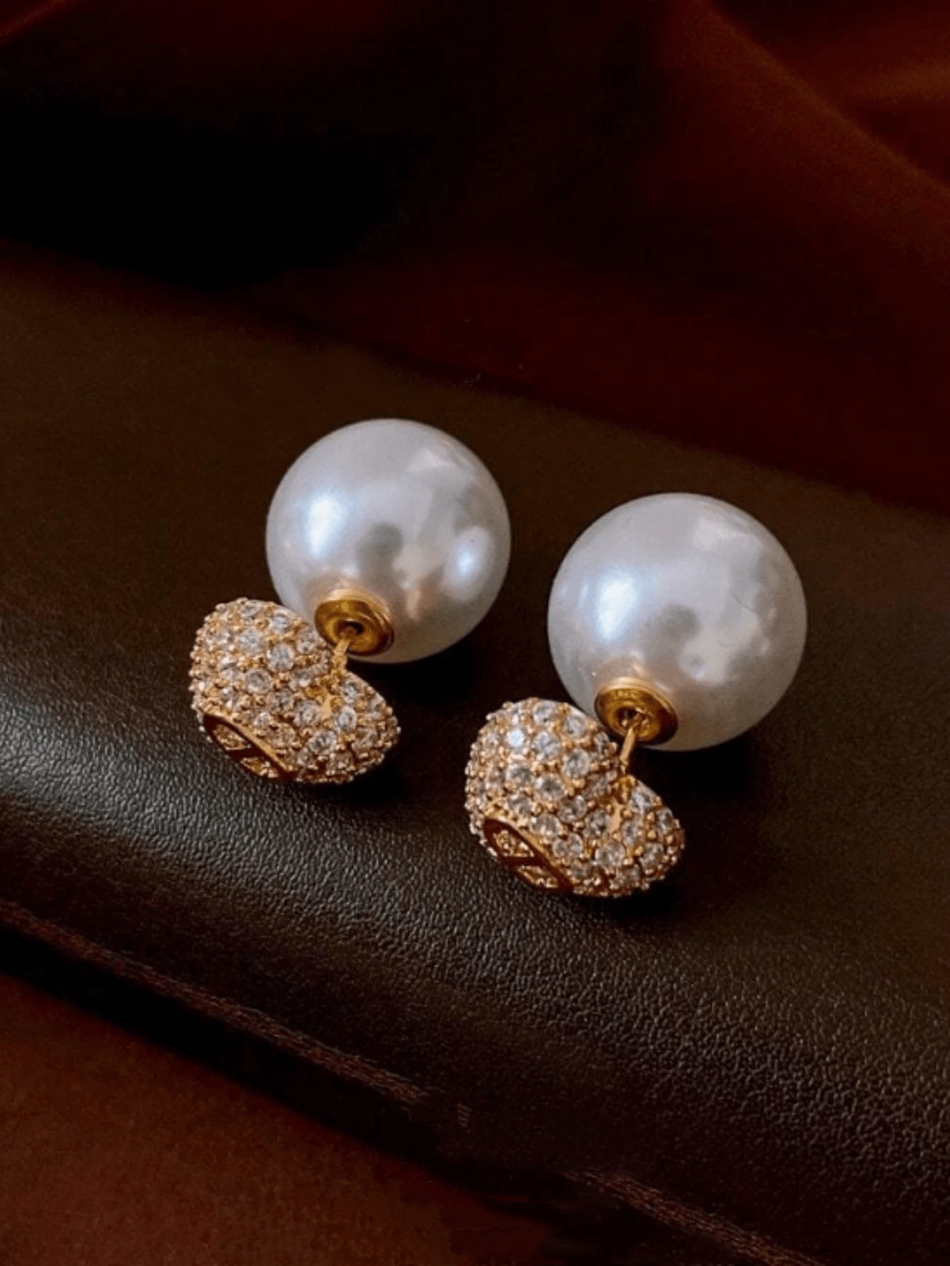 1 Đôi bông tai ngọc trai Zirconia thời trang nữ - Hình trái tim, trang sức thanh lịch để đeo hàng ngày - bông tai tình yêu - Xem 1