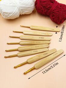 8支装人体工学竹制钩针套装，包含2.5mm/3.0mm/3.5mm/4.0mm/4.5mm/5.0mm/5.5mm/6.0mm，符合人体工学的防滑手柄和光滑耐用的金色铝制钩针，适用于钩织娃娃、毯子、帽子、围巾、家纺以及各种手工项目。 - 竹製鉤針套裝 - 查看 9