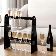 1 pieza Soporte elegante de acrílico para copas de champán, exhibidor moderno y minimalista transparente para champán para fiestas, bodas y Navidad - transparente - Ver 10