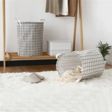 White Or Gray Laundry Basket With A Foldable Design For Easy Storage; Its Large Capacity Can Hold Dozens Of Items For Your Daily Laundry. - 灰色 - 查看 4