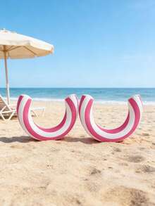 条纹U型充气游泳圈，水上漂浮躺椅，加厚PVC材质，防水防漏，快速充气，方便携带，适用于游泳池、海滩、泳池派对、水上乐园、夏季休闲漂浮设备，男女通用游泳装备 - 多色 - 查看 3