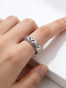 1 pieza Anillo de metal neutro ajustable, regalo con temática del anime [Título] - Plateado - Ver 1