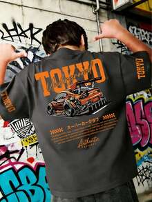 Tween Boys Casual Printed Crew Neck Short Sleeve T-Shirt, Summer Top - Dark Grey - View 1