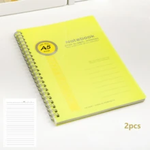 2 piezas Cuaderno A5 con Notas Adhesivas, Cubierta Gruesa y Suave, Papel Cuidado de los Ojos, 50 Páginas, Diario Espiral para Oficina - 2 piezas - Ver 10